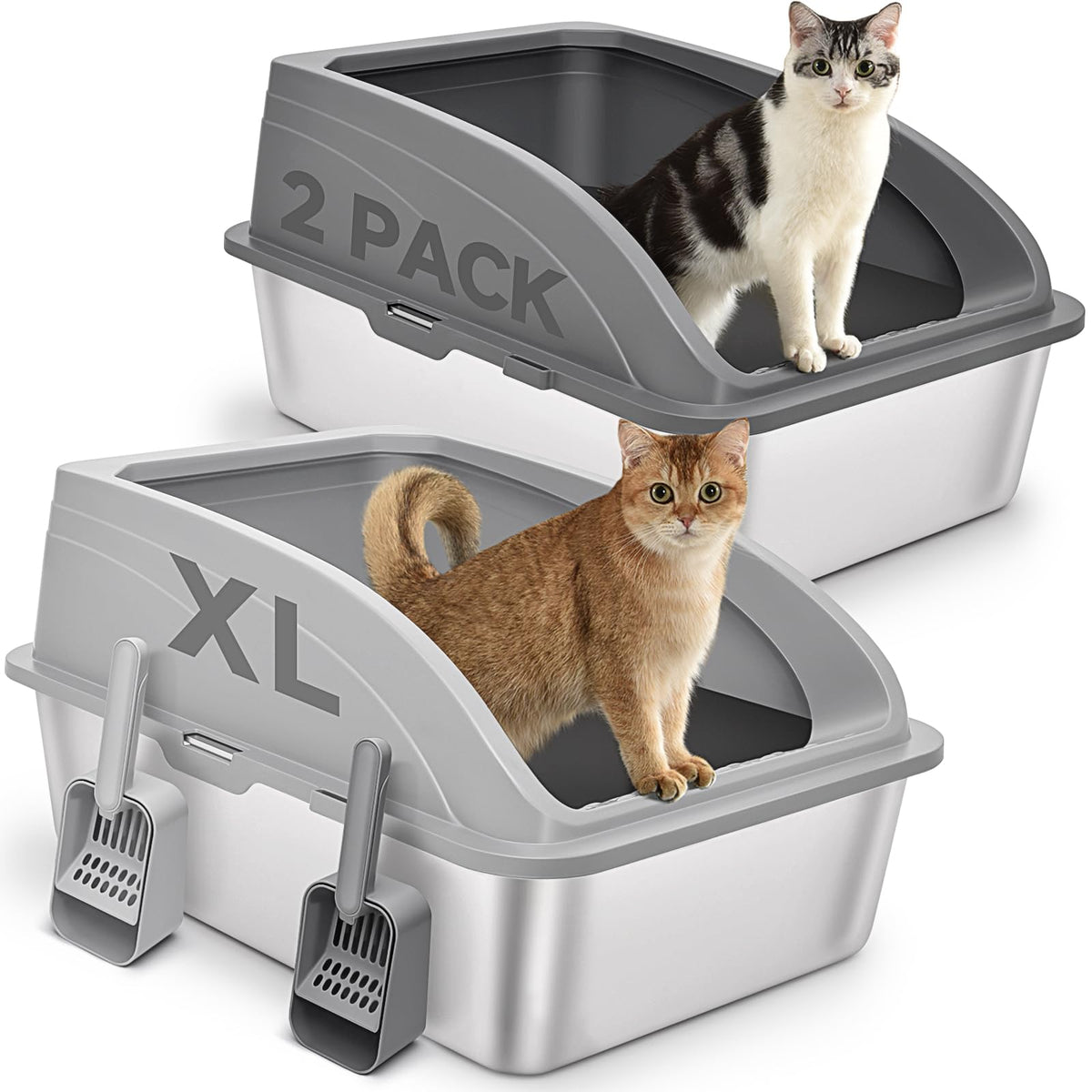 Caja ZVBEK de arena en acero inoxidable, dos colores; ideal para varios gatos.