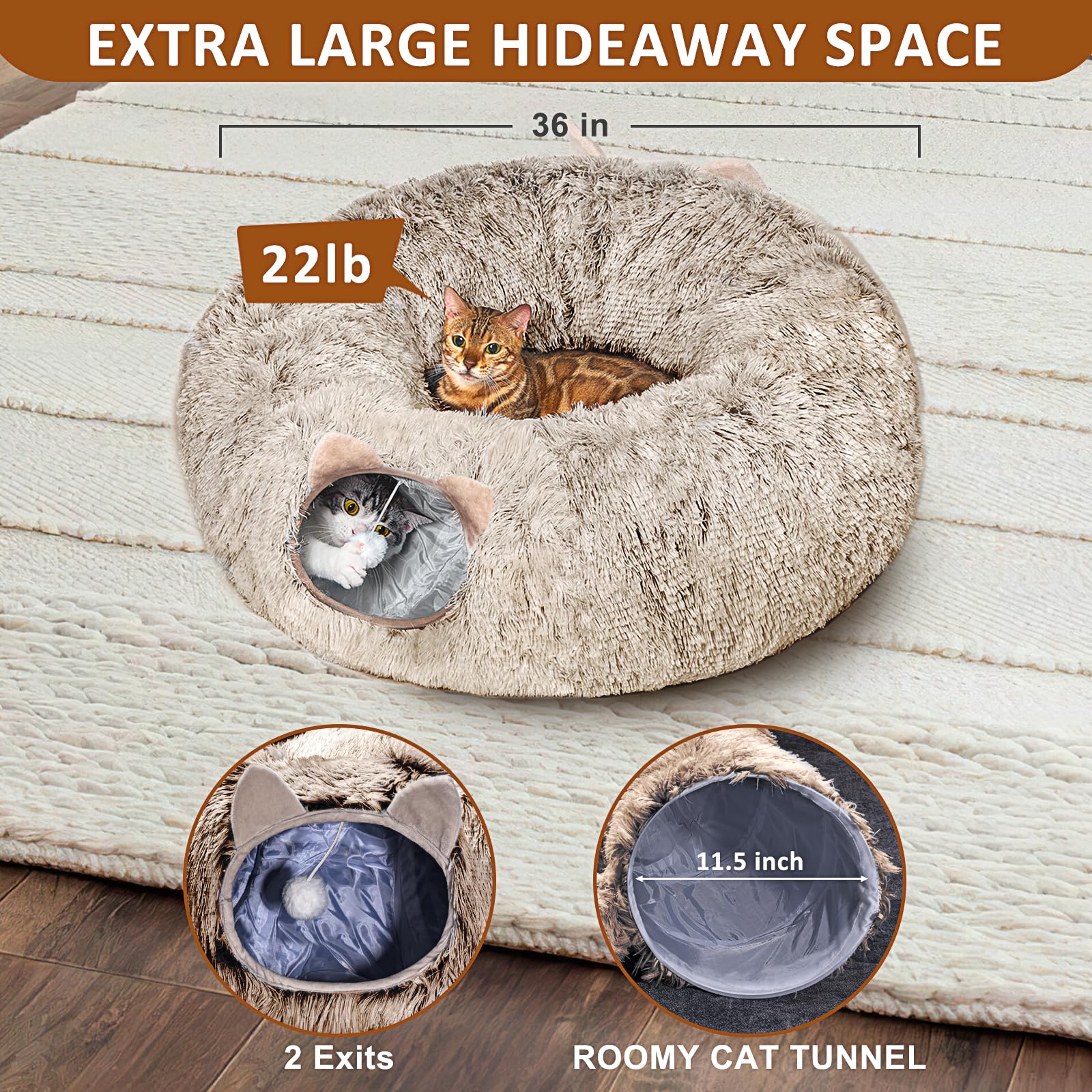 ZVBEK cama-tunel-centro-lavable: funda lavable para limpieza rápida.