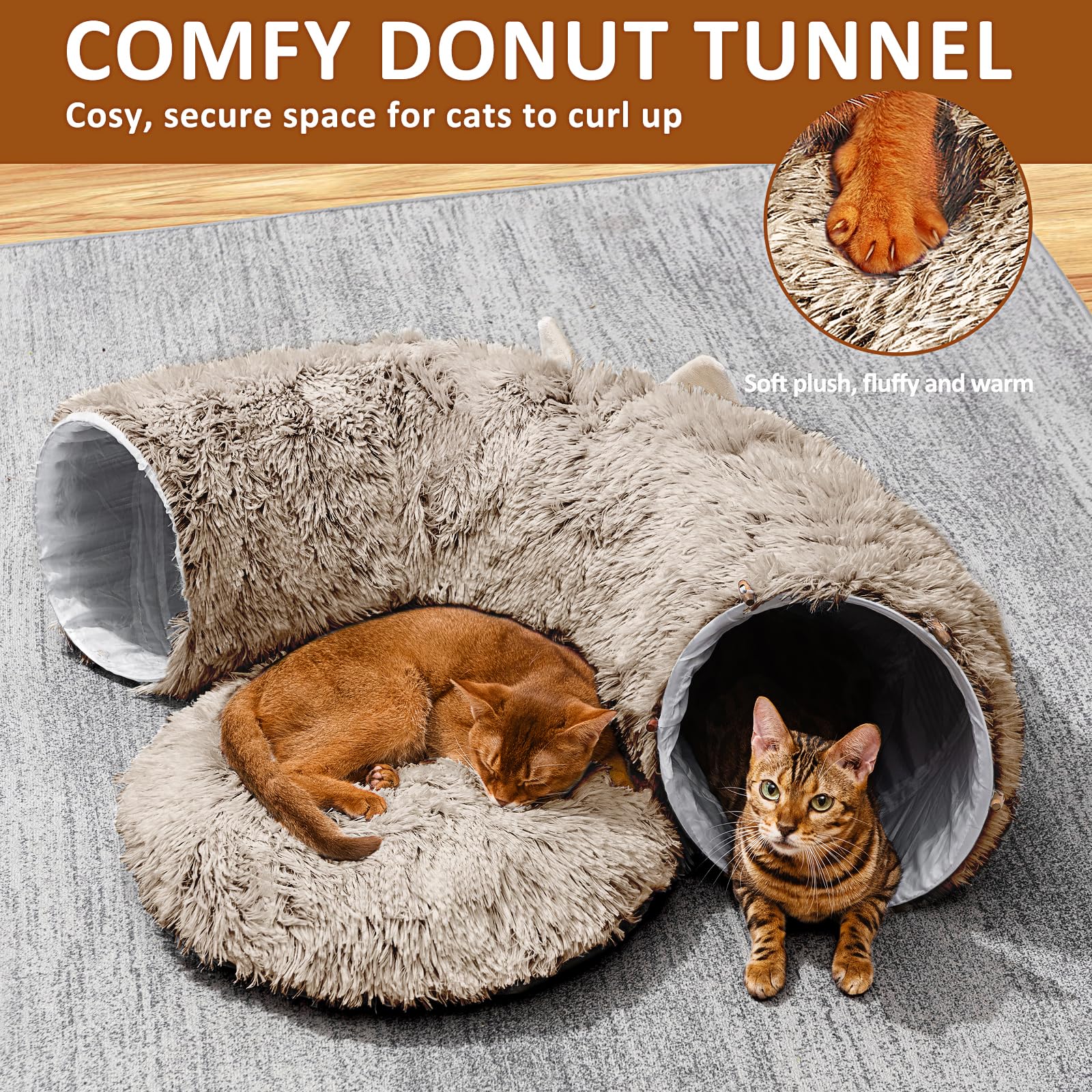 ZVBEK tunel-dimensiones-36x36x11-5-pulgadas: espacio amplio para gatos grandes.