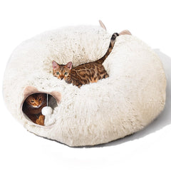 ZVBEK tunel gatos cama peluche, refugio suave para siestas del gato