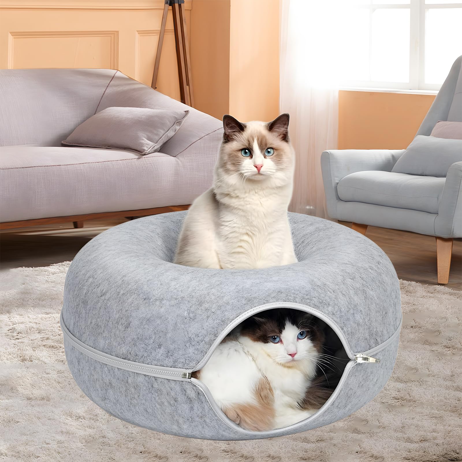 ZVGV tamaño-24x24x11-cama-tunel-gatos ofrece amplio espacio para descansar.