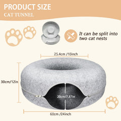 ZVGV túnel con forma de dona para cama de gato duradera y divertida.