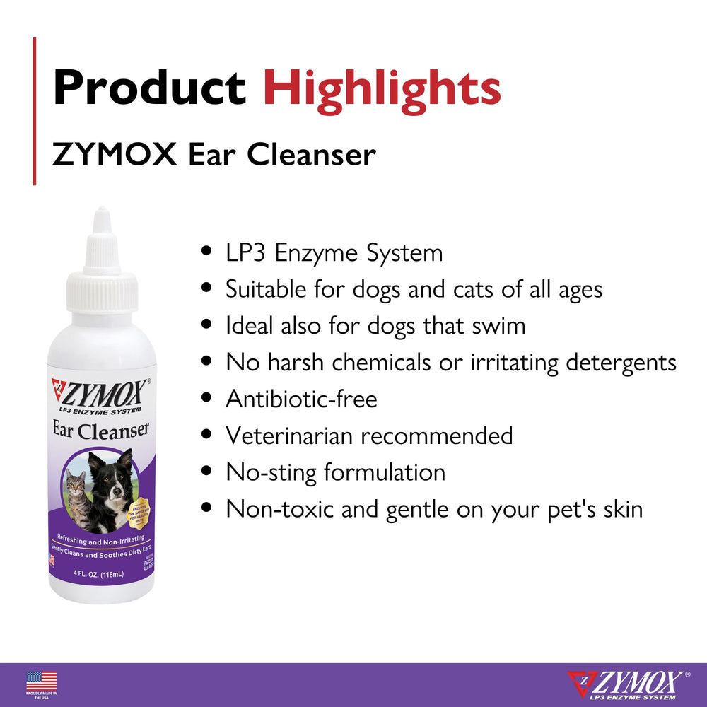 Botella de Zymox de 4 onzas, formato práctico para sesiones de limpieza