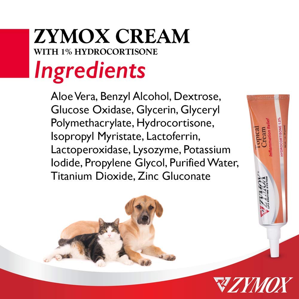 Zymox crema tópica mostrando aplicación suave sin escozor.