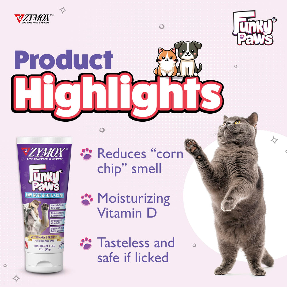 Zymox Funky Paws cuida la nariz sensible con hidratación suave.