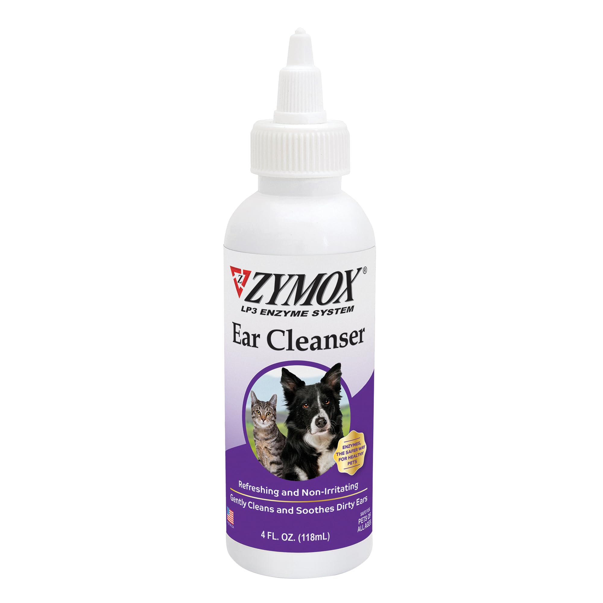 Zymox limpiador de orejas para perros y gatos, limpieza suave para uso diario