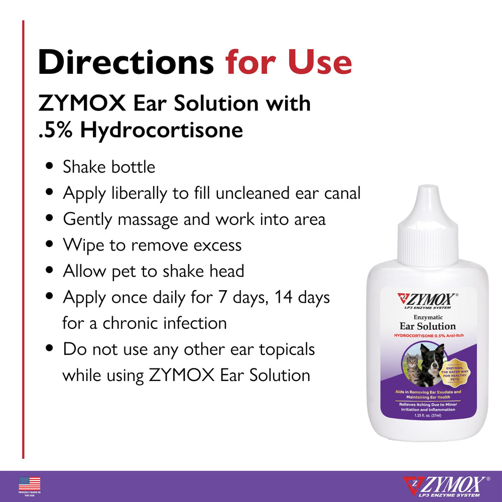 ZYMOX opción natural para orejas sensibles de perros y gatos.