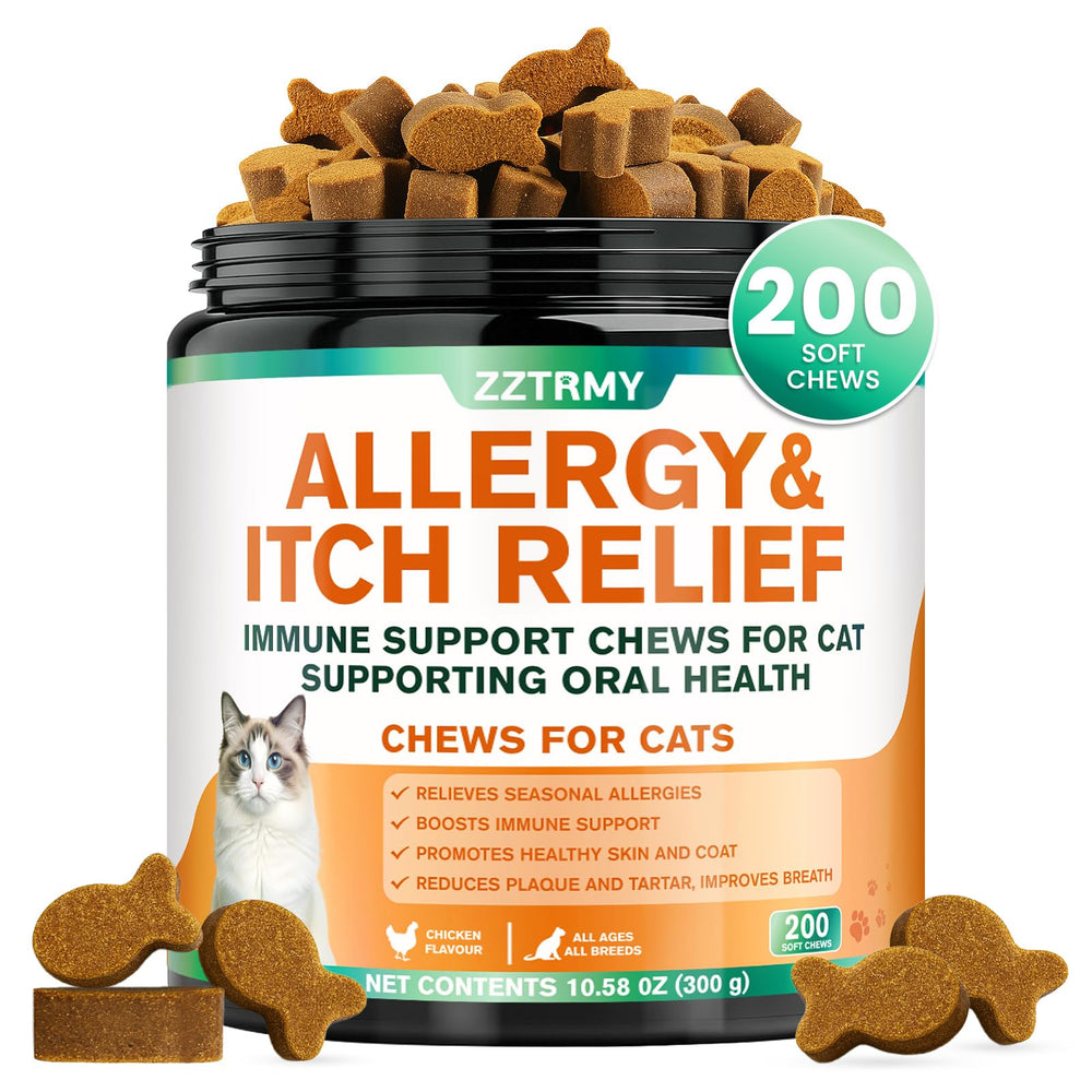 ZZTRMY Gato Alergia Masticables, vista frontal, ayuda a mitigar el picor del gato